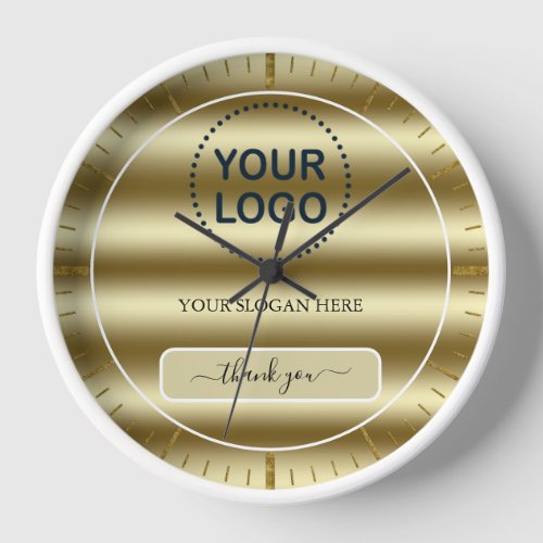 Trendy Gold Waves Your Logo Here Promo Business  Clock