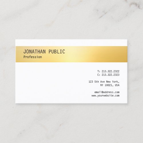 Trendy Gold White Elegant Minimalist Template Business Card