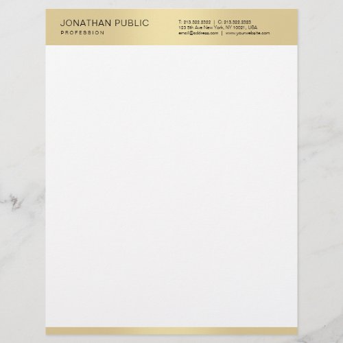 Trendy Gold White Elegant Simple Modern Template Letterhead