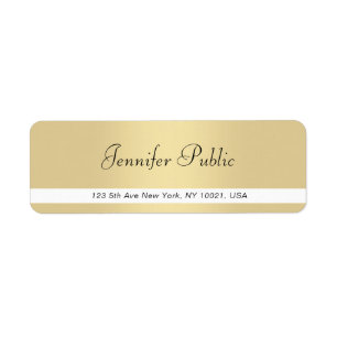 Trendy Gold White Handwritten Script Simple Modern Label