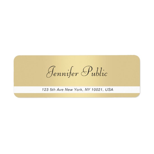 Trendy Gold White Handwritten Script Simple Modern Label (Front)