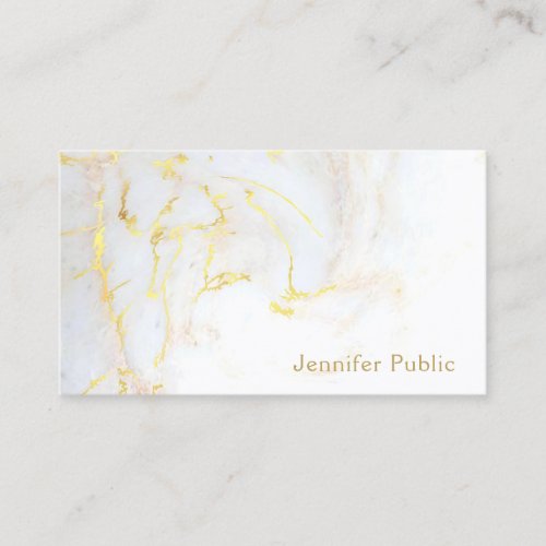 Trendy Gold White Marble Elegant Modern Template Business Card