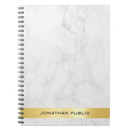 Trendy Gold White Marble Elegant Template Spiral Notebook