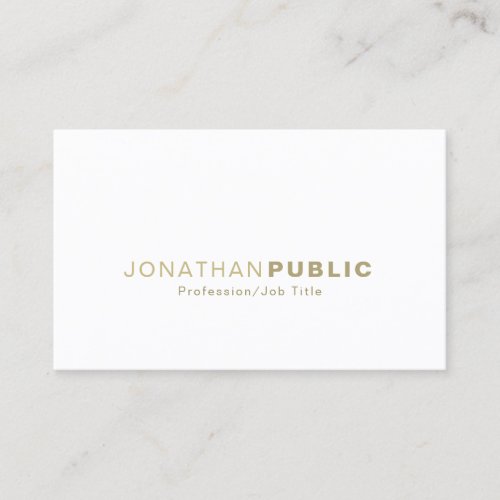 Trendy Gold White Smooth Modern Stylish Plain Business Card