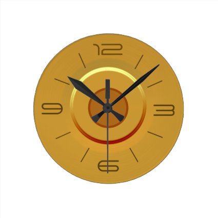 Trendy  Gold with Touch of Red Orange> Simplistic Round Clock