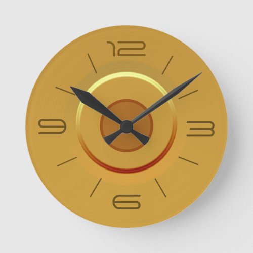 Trendy  Gold with Touch of Red Orange Simplistic Round Clock