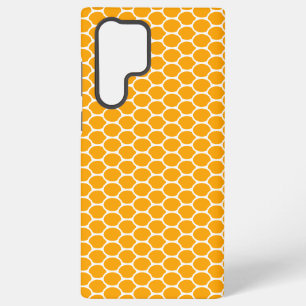 Trendy Golden Orange Oval Honeycomb Pattern Samsung Galaxy S22 Ultra Case