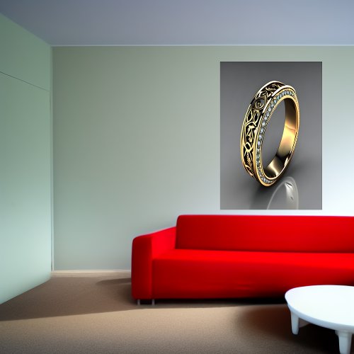 Trendy Golden ring  AI Art  Poster