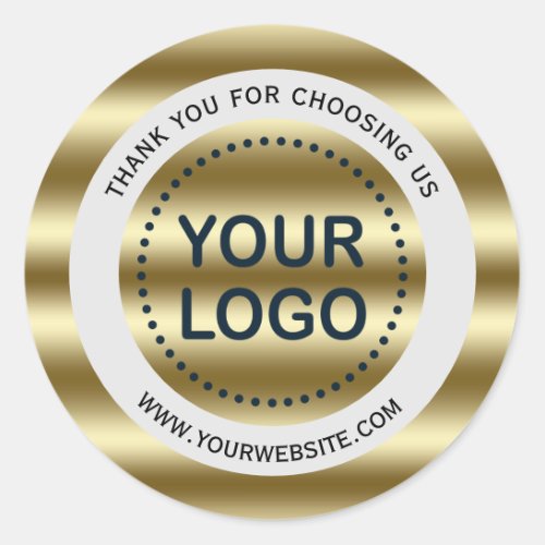 Trendy Golden Waves Gradient Your Logo Slogan  Classic Round Sticker