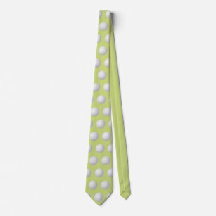 Trendy Golf Ball Pattern Green Neck Tie