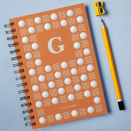Trendy Golf Ball  Tee Monogram Orange Notebook