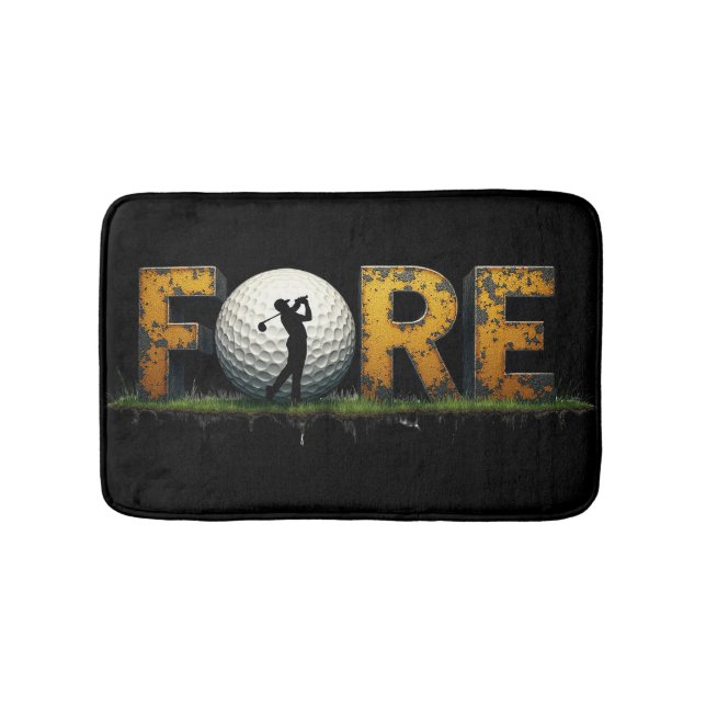 Trendy Golf Design With Golfer Silhouette Bath Mat (Front)
