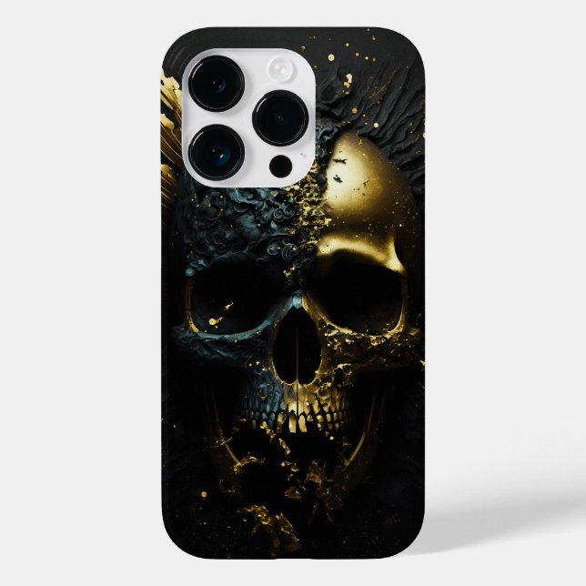 Trendy Gothik Totenkopf in black gold design Case-Mate iPhone Case (Back)