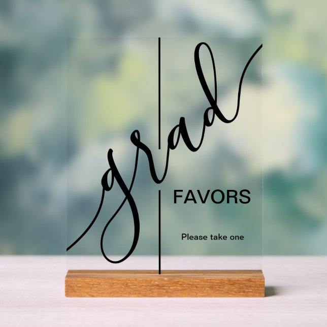 Trendy Grad Script Graduation Favors Acrylic Sign (Neutral)