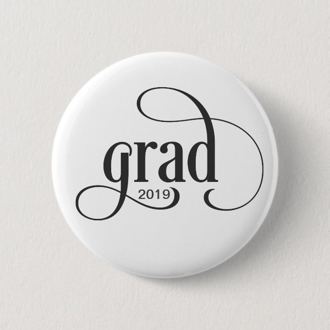 Trendy Grad Typography with Your Class Year Button (Front)