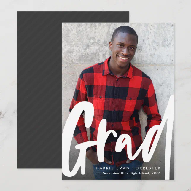 Trendy grad vertical photo graduation announcement | Zazzle
