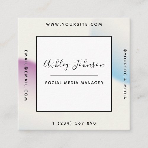 Trendy Gradient Abstract Geometric Add QR Code Fun Square Business Card