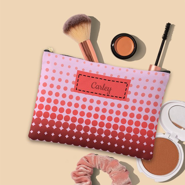 Trendy Gradient Polka Dots Custom Name Accessory Pouch (Creator Uploaded)