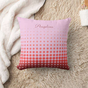 Trendy Gradient Polka Dots Custom Name Throw Pillow