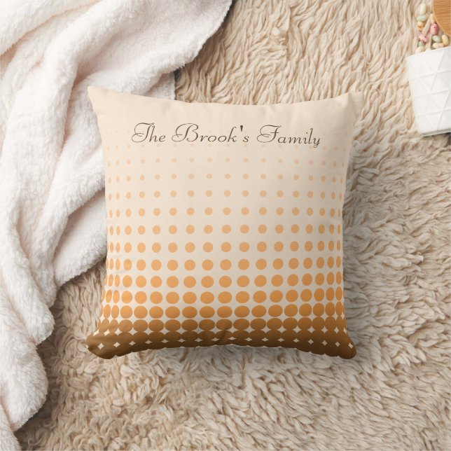 Trendy Gradient Polka Dots Custom Name Throw Pillow (Blanket)