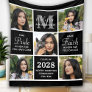 Trendy Graduate 5 Photo Collage Black Graduation Fleece Blanket