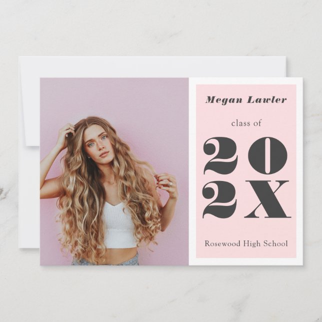 Trendy Graduate Announcement Photo Card Blush (Front)