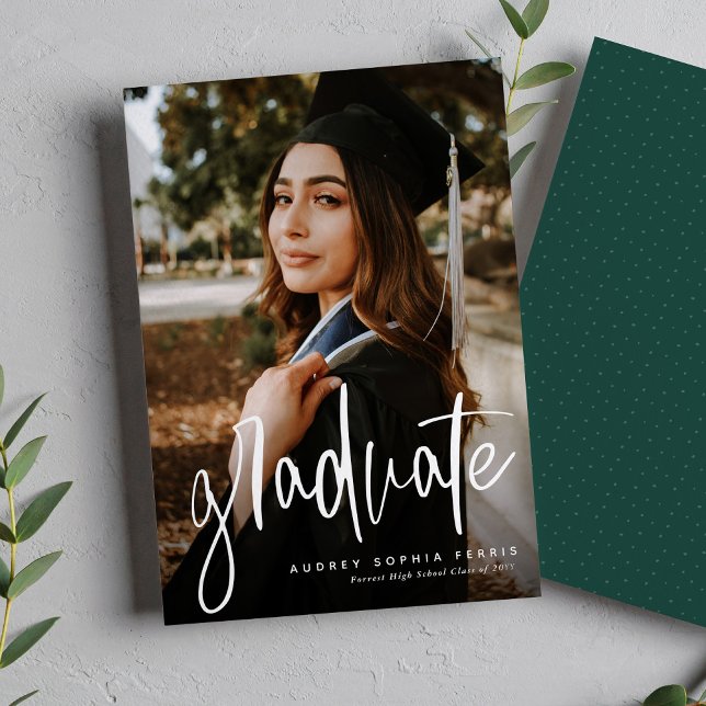 Trendy graduate green one photo announcement (Creator Uploaded)