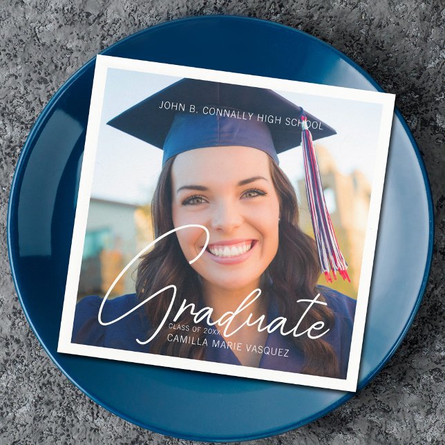 Trendy Graduate Photo Graduation Party Napkins (Creator Uploaded)