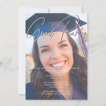 Trendy Graduate Photo Overlay Graduation Party Invitation | Zazzle