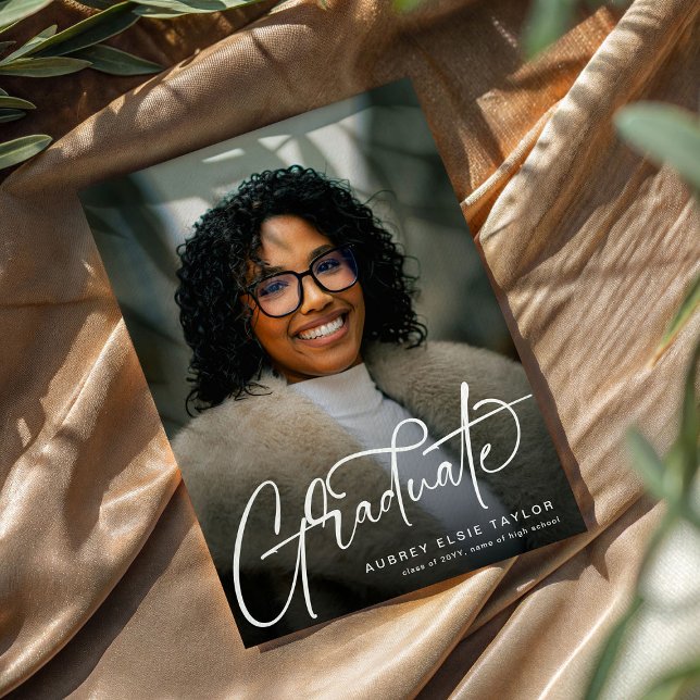 Trendy Graduate Script Photo Graduation Announcement (Creator Uploaded)