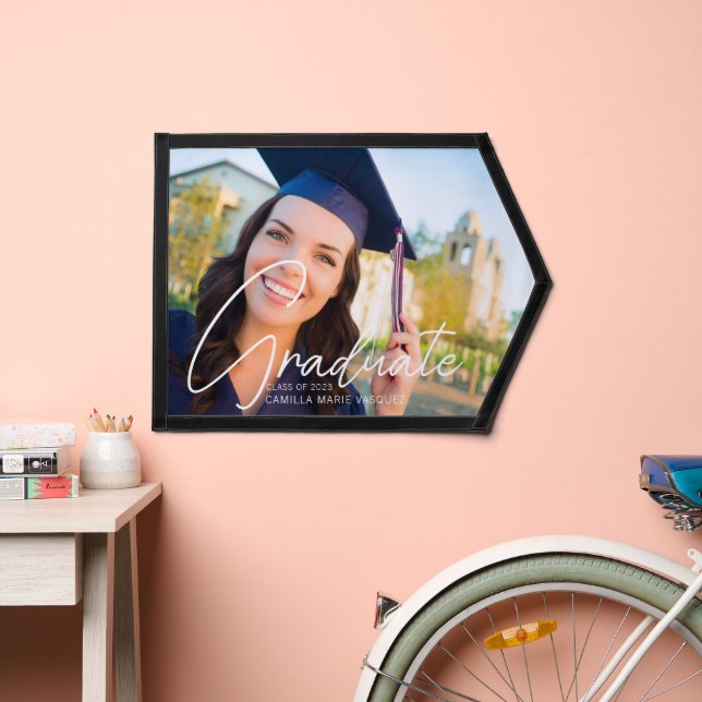 Trendy Graduate White Script Overlay Graduation Pennant (Insitu 2)