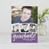 Trendy Graduation Announce Party 4 Photo Invitation (Standing Front)