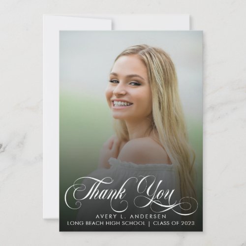 Trendy  Graduation Calligraphy Thank You Card