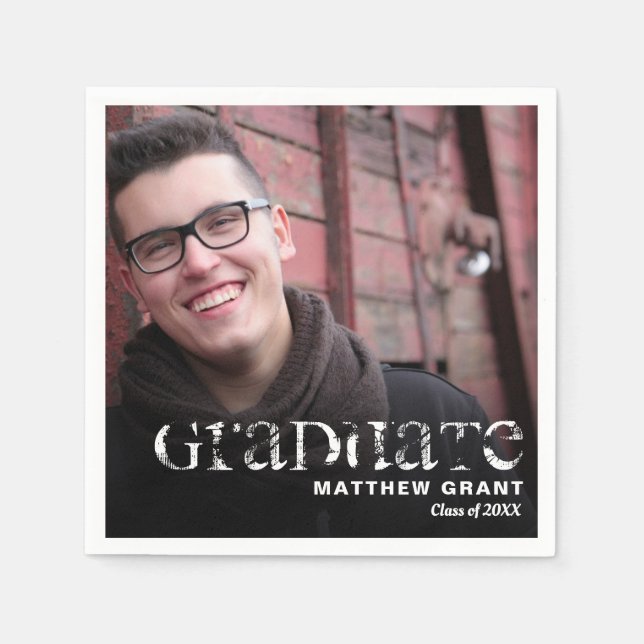 Trendy Graduation Celebration Photo Napkins (Front)