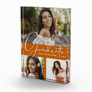 Trendy Graduation Collage on Burnt Orange Photo Block