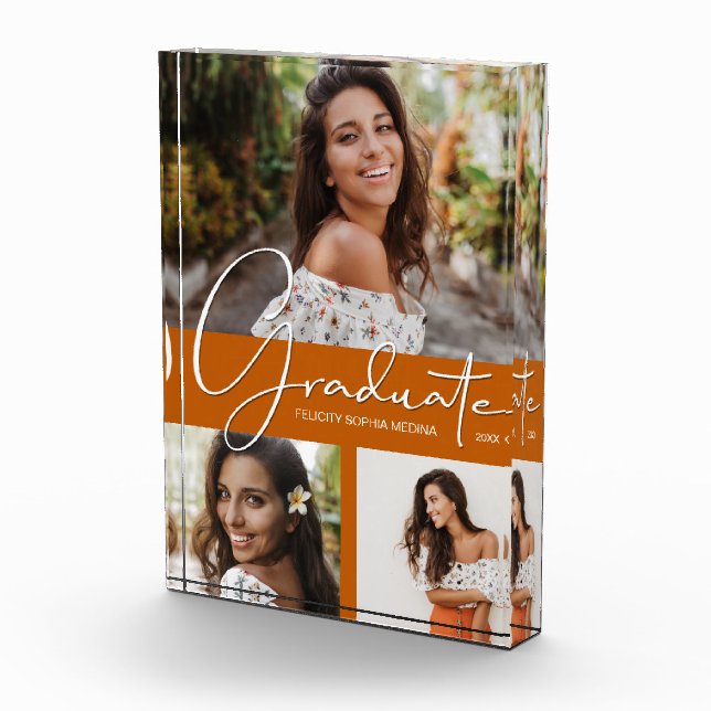 Trendy Graduation Collage on Burnt Orange Photo Block (Right)