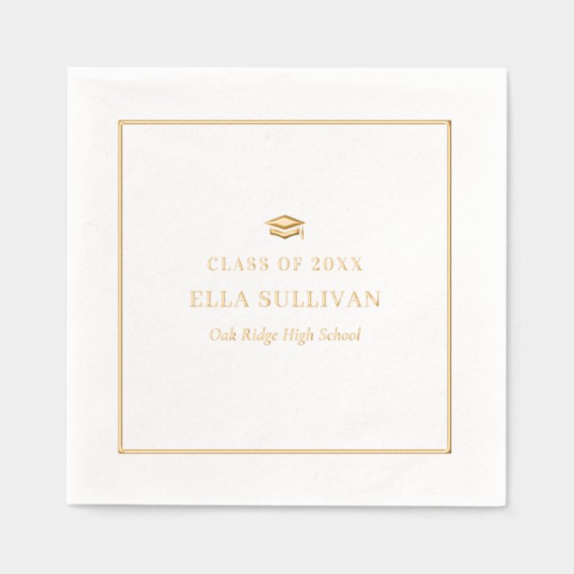 Trendy Graduation Foil Napkins Classy Modern (Front)