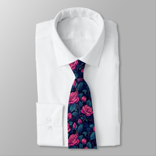 Trendy Graduation Gifts For Him Rose Flower Neck Tie (Tied)