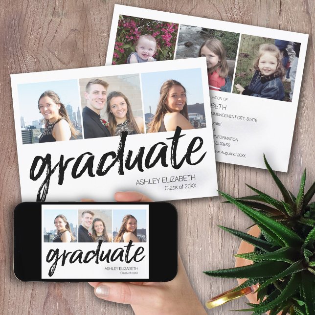 Trendy Graduation Party Announce with 6 Photos Invitation (Creator Uploaded)