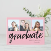 Trendy Graduation Party Announcement with 6 Photos (Standing Front)