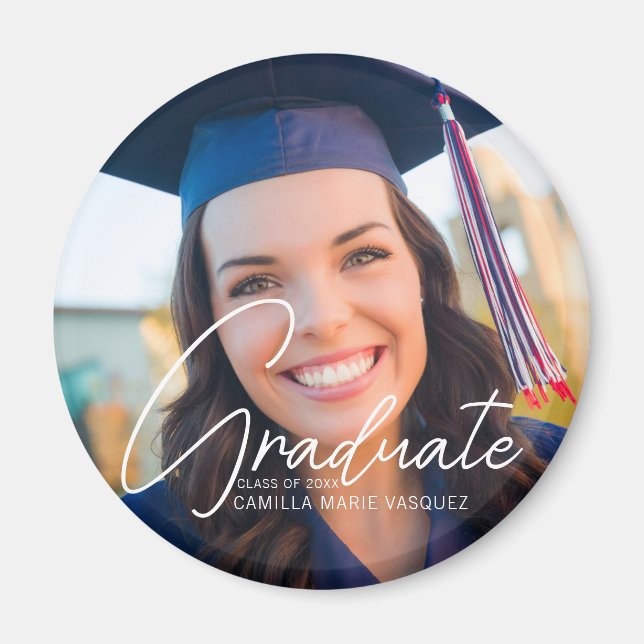 Trendy Graduation Photo Custom Keepsake Magnet (Front)
