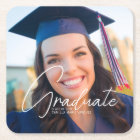 Trendy Graduation Photo White Script Party