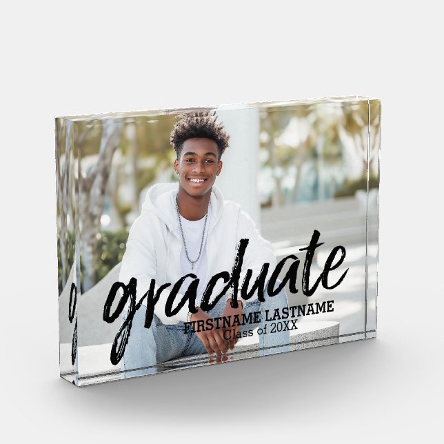Trendy Graduation Picture with Brushed Lettering Photo Block (Left)