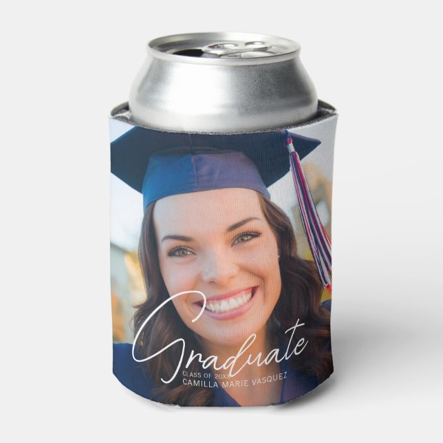Trendy Graduation Senior Photo Keepsake Party Can Cooler (Can Front)
