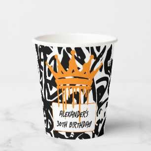 Trendy Graffiti Urban Crown Orange Black Paper Cups
