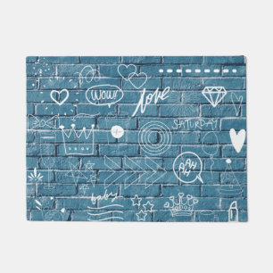 Trendy Graffiti Wall Doodles Urban Sketch Pattern Doormat