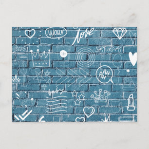 Trendy Graffiti Wall Doodles Urban Sketch Pattern Postcard