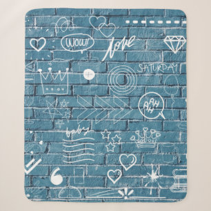 Trendy Graffiti Wall Doodles Urban Sketch Pattern Sherpa Blanket