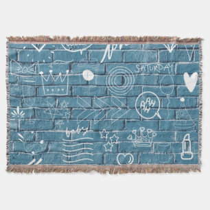 Trendy Graffiti Wall Doodles Urban Sketch Pattern Throw Blanket