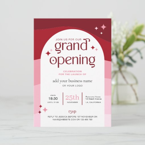 Trendy Grand Opening Arch Minimal Business Logo Invitation | Zazzle